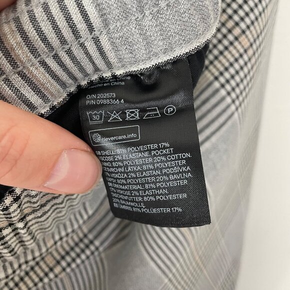 NWT H&M Women's XXL Gray Plaid Slim Fit Stretch Waist Tie Front Career Pants - Picture 5 of 10